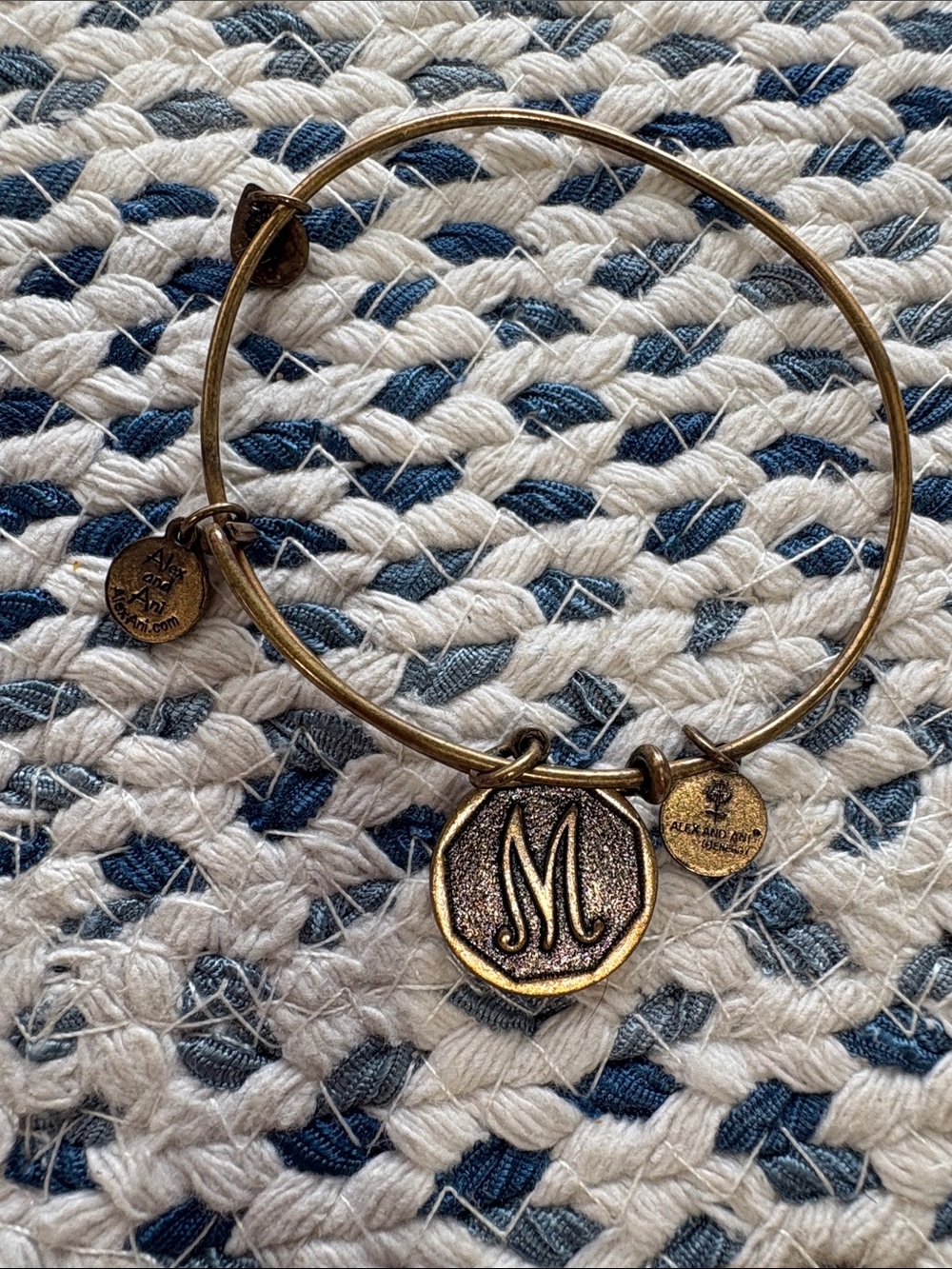 Alex and Ani Gold-Tone 'M' Initial Charm Bangle Bracelet